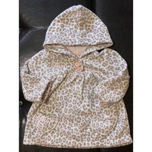Carters infant girls leopard fleece jacket 12 mth